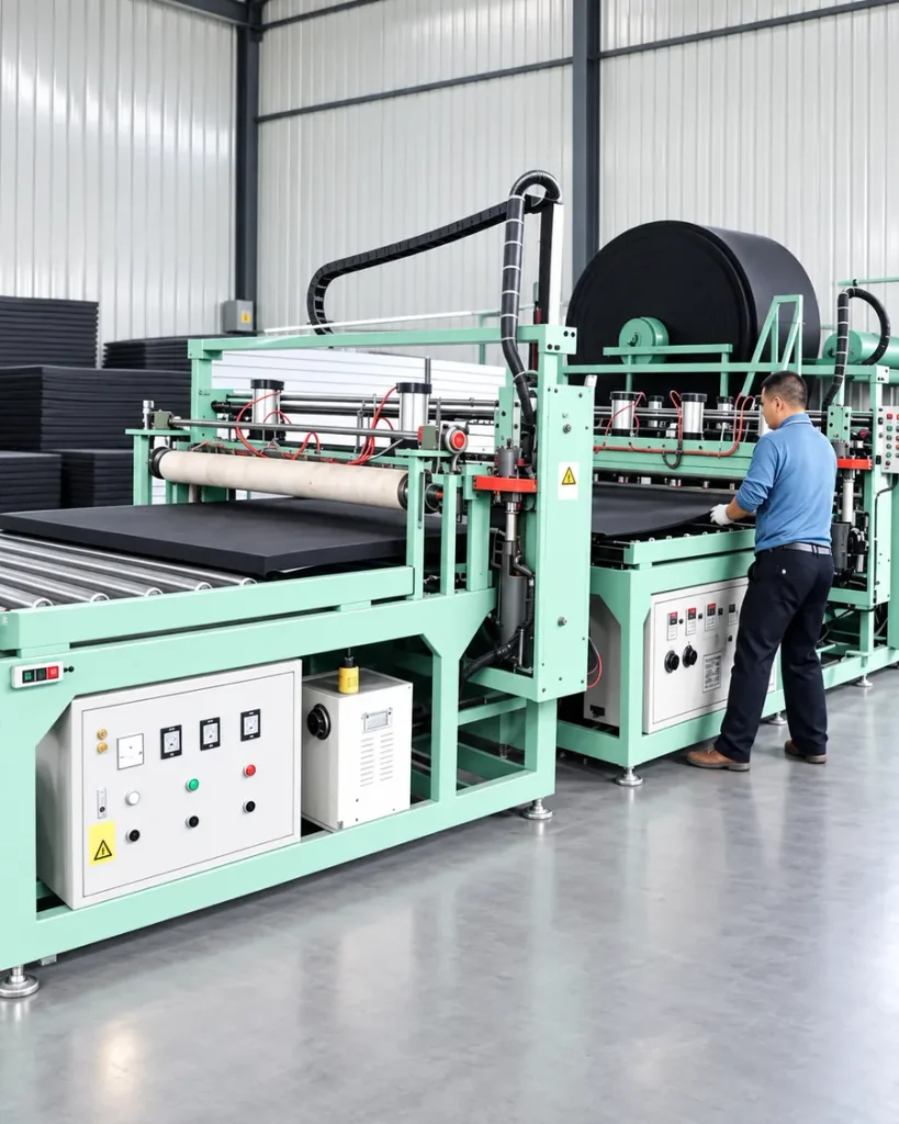 EVA foam production line with operator