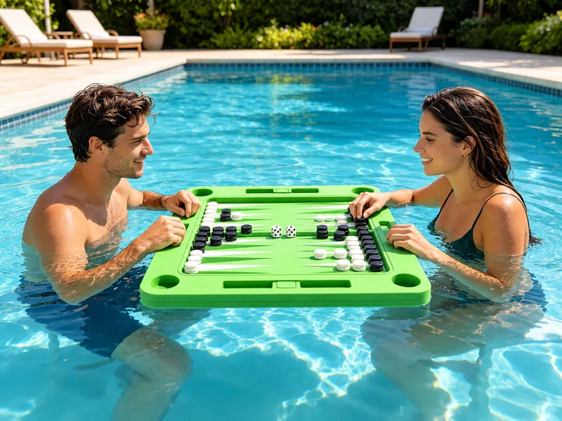 Floating EVA foam backgammon game for water recreation