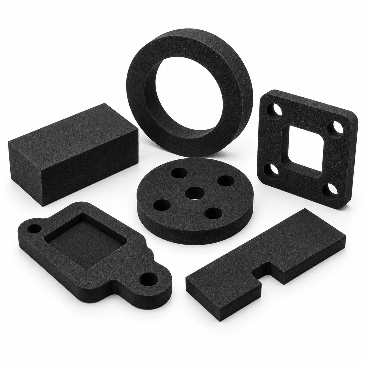 Custom processed EVA foam parts in different shapes and sizes